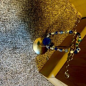 Handmade Luxury Beaded Necklace w Stone Pendant and accents